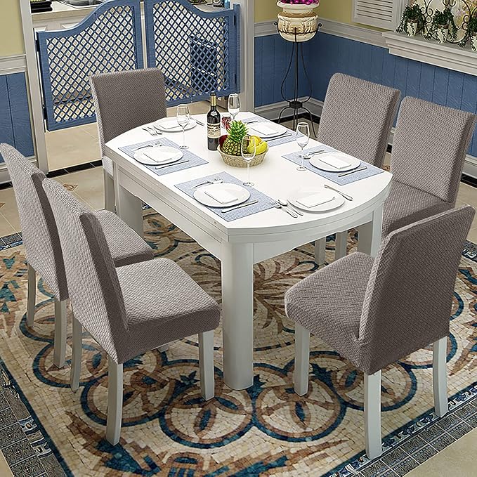Genina Waterproof Chair Covers for Dining Room Set of 4 Kitchen Chair Covers Parson Dining Chair Slipcover,Taupe