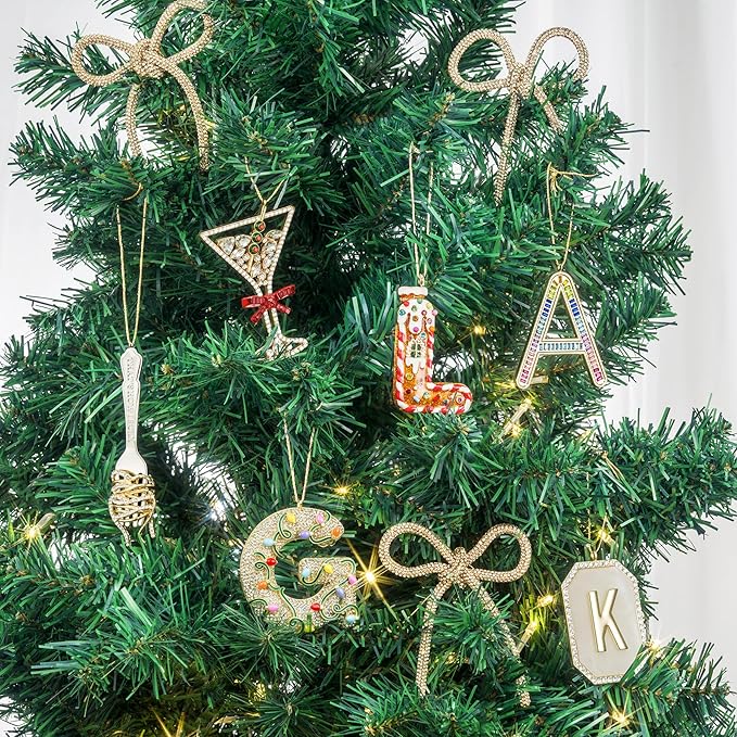 2025 Christmas Initial Ornaments，Letter M Ornaments for Christmas Tree， Hanging Ornament for Mother Best Friends Sister Wife
