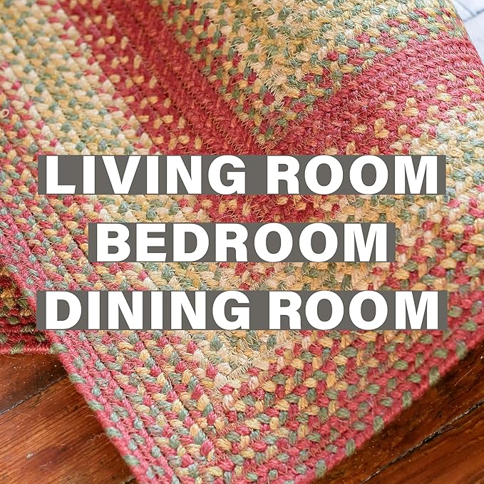Oval Jute Braided Rug – All Natural Fiber 4' x 6' Area Rug, Made With Natural Jute Twine – A Reversible Rug for Rustic Home Décor – Homespice Cider Barn Oval Jute Rug 4' x 6'