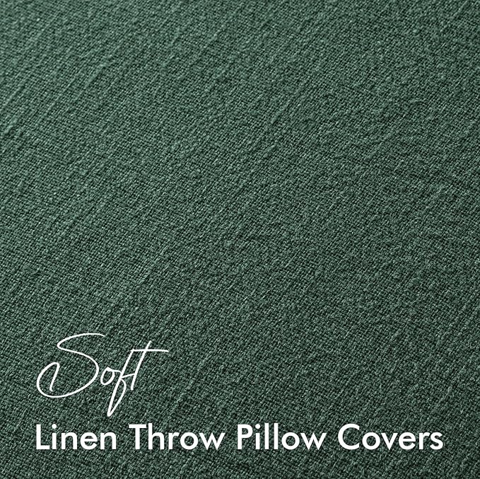 EMEMA Christmas Throw Pillow Covers Decorative Linen Pillow Covers 20x20 Inch Green Boho Farmhouse Neutral Couch Throw Pillows for Bed Pack of 2 Accent Pillowcase Modern Sofa Cushion Livingroom Home