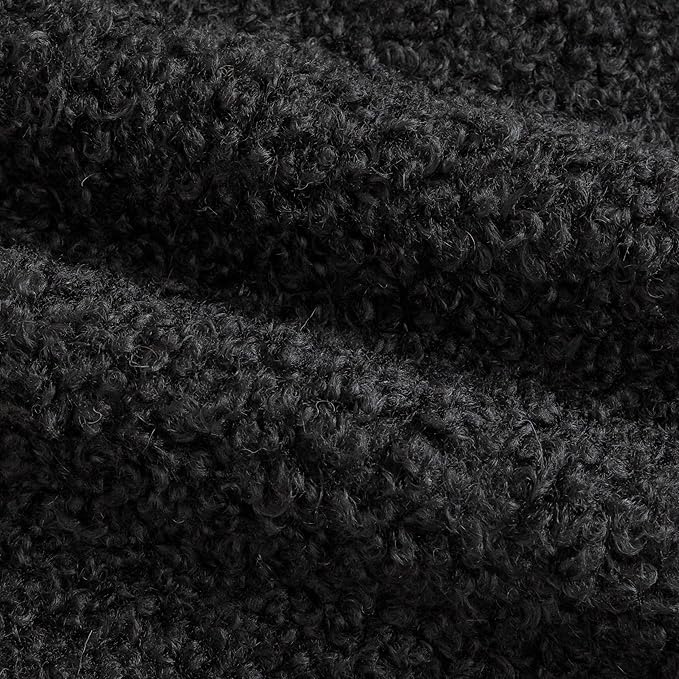 Pack of 2 Curly Teddy Wool Faux Fur Throw Pillow Covers Fuzzy Accent Soft Sherpa Pillowcases Sheepskin Fleece Decorative Cushion Case for Sofa Couch Living Room 26x26 Inch Black