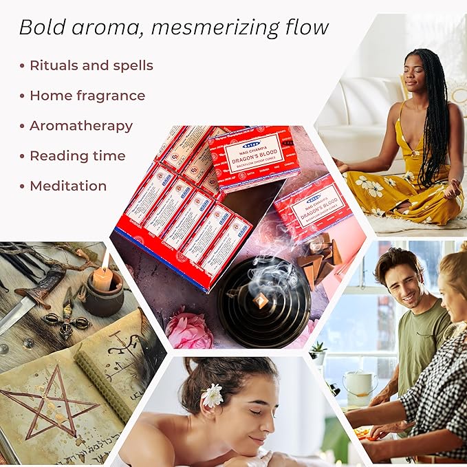 Dragon's Blood Backflow Incense Cones for Waterfall Aromatic Smoke Fountain Haze Falls and Mat Bundle - Pack of 12