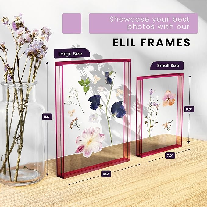 Elil Pink Polaroid Frame for Instant Film Fujifilm Instax Film 11.8" x 10.2" Collage Frame Family and Wedding Collage Picture Frames Double Glass Acrylic Frame Set of 2