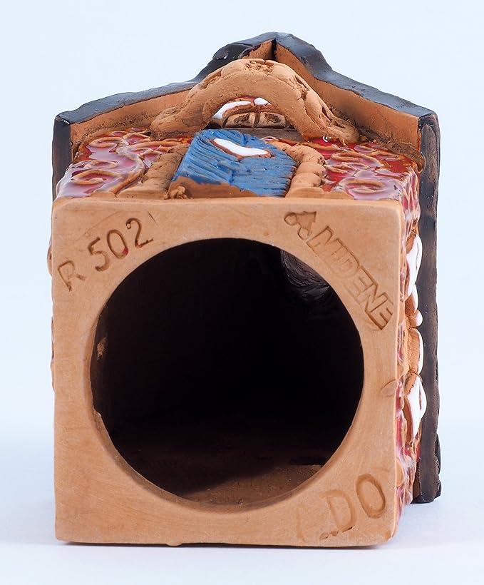 Ceramic Christmas Village Houses Collection - Collectible Miniature Red House - Cone Incense Holder R502