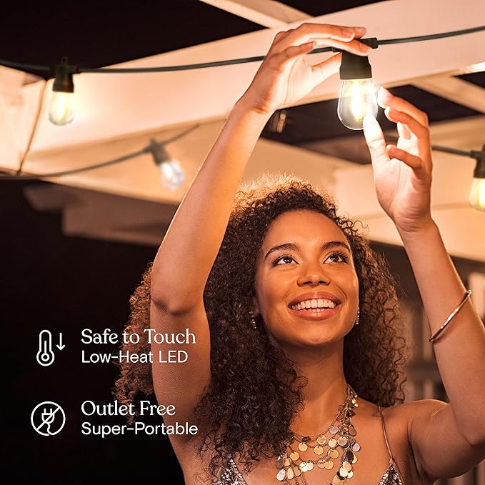 Brightech Ambience Pro USB Powered String Lights - 24 Ft Commercial Grade Waterproof String Lights, Outdoor Shatterproof Patio Lights for Camping, Christmas, Backyard, Porch - 1W LED Soft White Light