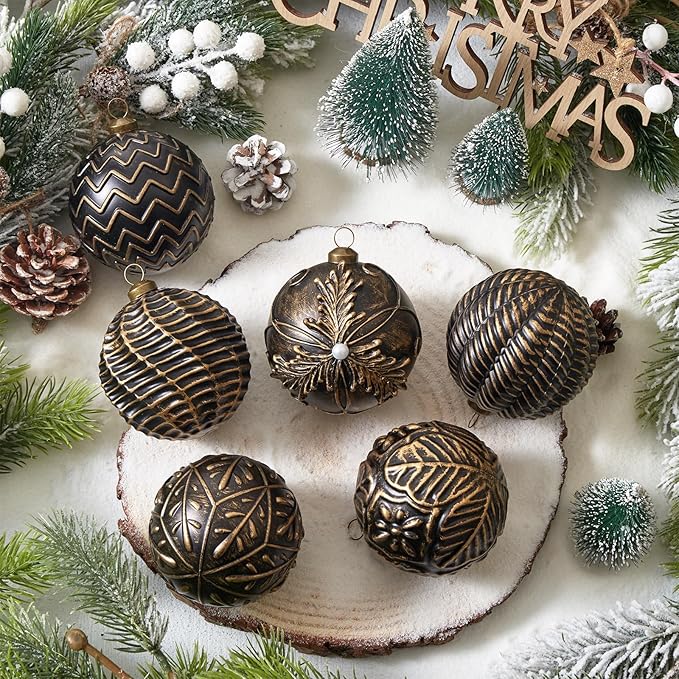 Vintage Christmas Ornaments Ball Set, 12 PCS Shatterproof Antique Traditional Christmas Tree Ornaments for Indoor Xmas Holiday Home Decor (Bronze)