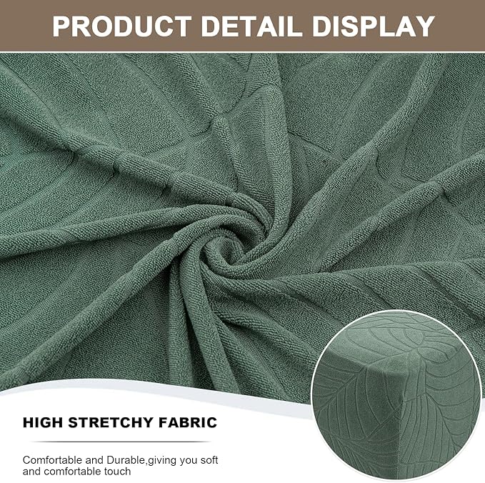 Eco-Ancheng Ottoman Cover Stretch Rectangle Footrest Stool Slipcover Ottoman Bench Covers Jacquard Footstool Protector Covers Storage Ottoman Slipcovers for Foot Stool with Nonslip Elastic Bottom,07