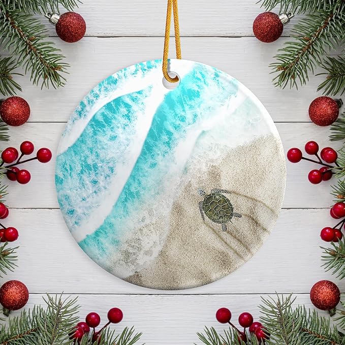 Sea Turtle Christmas Ornaments 2025 Sea Turtle Ornament Holidays Ornaments Beach Christmas Tree Ornaments Hanging Accessories Navidad decoracion Xmas Gifts for Home Indoor Outdoor Decor