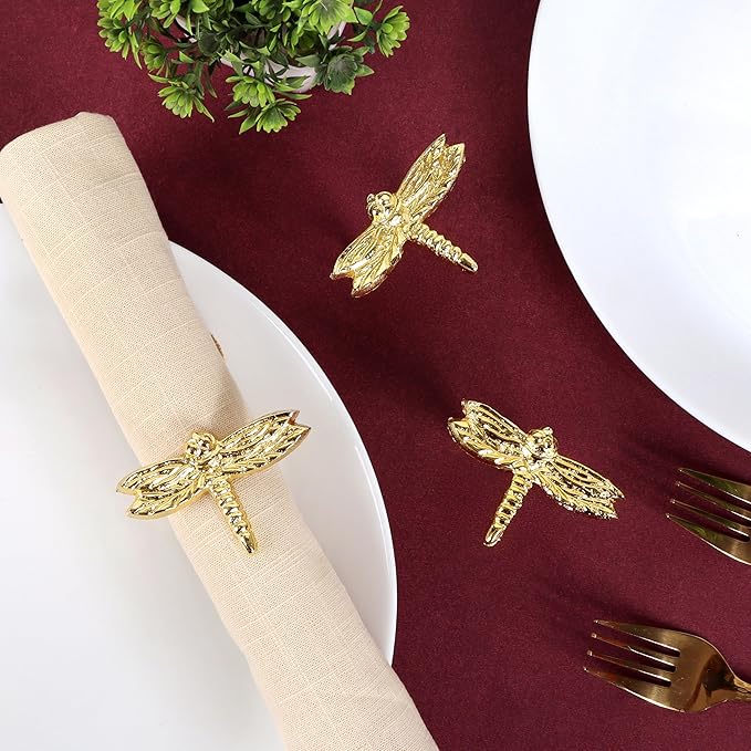 ALPHA Living HOME Napkin Rings, Napkin Ring Set of 12, Napkin Holders for Dining Table Settings Thanksgiving Metal Serviette Ring Rustic Table Décor for Weddings, Parties, and Everyday Use (Gold)