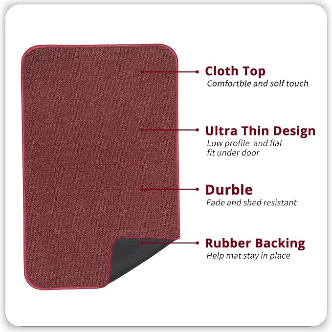Christmas Bath Mat,Ultra Thin Bathroom Rugs,Bath Mats for Bathroom,No Slip Bath Rugs,Quick Dry,Machine Washable,Low Pile,Absorbent,Shower Outside,Sink,Home Decor Accessories.Red,1'5"x2'3"(2 Pack)