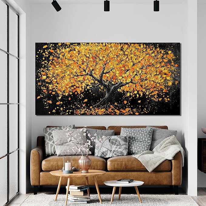 Dimpaga Canvas Wall Art Decor Artwork for Walls Black and Gold Wall Art Decor Tree of Life Wall Art Pictures for Living Room Modern Tree Wall Art Prints Art Work for Home Office Wall Decor 20" X 40"