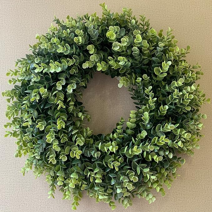 20” Wreaths for Front Door Spring Summer Green Boxwood Door Wreath for All Seasons Living Room Bedroom Window Wall Indoor Outdoor Farmhouse Easter St. Patrick's Independence Day Home Decoration