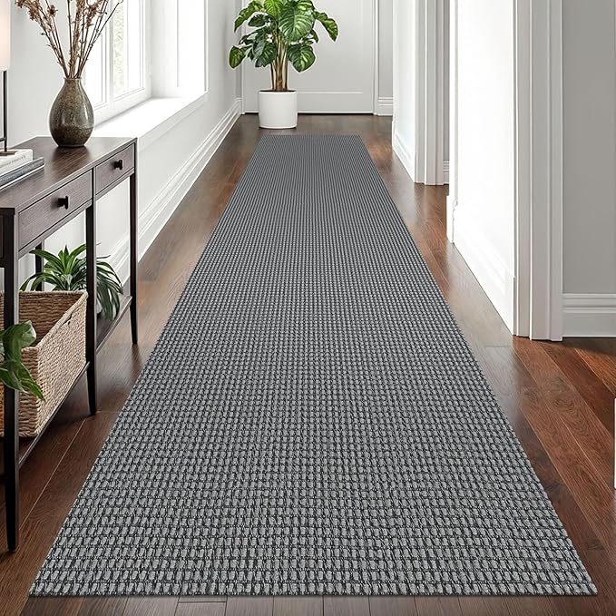 EARTHALL Runner Rug 3x12 Ft Washable Runners for Hallways Extra Long Woven Non Slip Entryway Runner Braided Kitchen Runner Indoor Outdoor Carpet Runners for Entryway, Hall, Foyers, Dark Gray