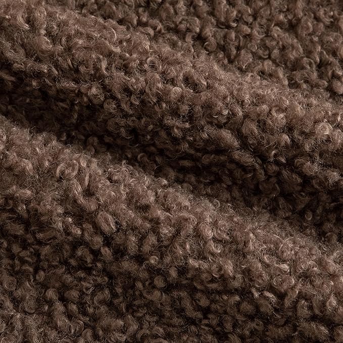 Pack of 2 Curly Teddy Wool Faux Fur Throw Pillow Covers Fuzzy Accent Soft Sherpa Pillowcases Sheepskin Fleece Decorative Cushion Case for Sofa Couch Living Room 20x20 Inch Chocolate