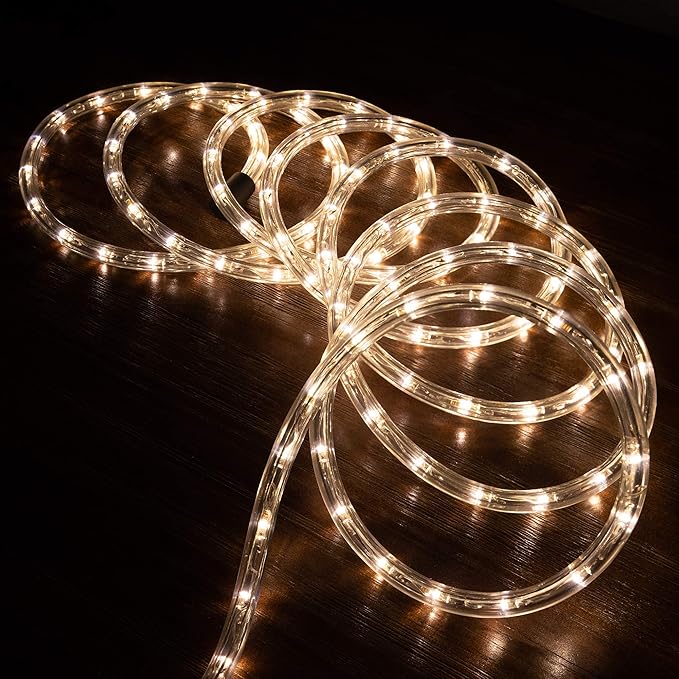 WYZworks 3312LEDs, 300ft LED Outside Rope Lights, Waterproof Permanent Outdoor ETL Certified Connectable Clear Tube, Christmas Palm Tree Holiday Decorative Landscape Patio Accent Lighting - Warm White