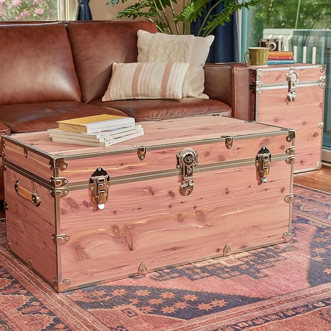Rhino Trunk & Case Knotty Cedar Chest – XXL Storage Box, Coffee Table, End of Bed Trunk or Entryway Storage Bench – 36"x18"x18" USA-Made, Furniture Grade, Heirloom Aesthetic – Strong and Secure