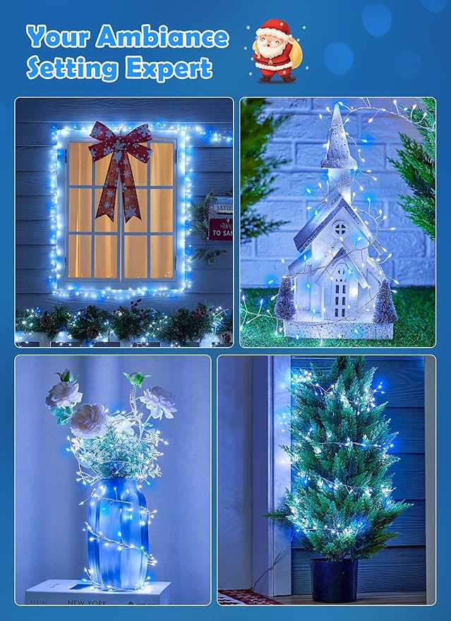 Twinkle Lights Battery Operated with Timer, 4Pack Total 480LED 40FT Battery Operated Christmas Lights, Waterproof Starry Firefly Light for DIY Wreath Indoor Outdoor Christmas Decorations