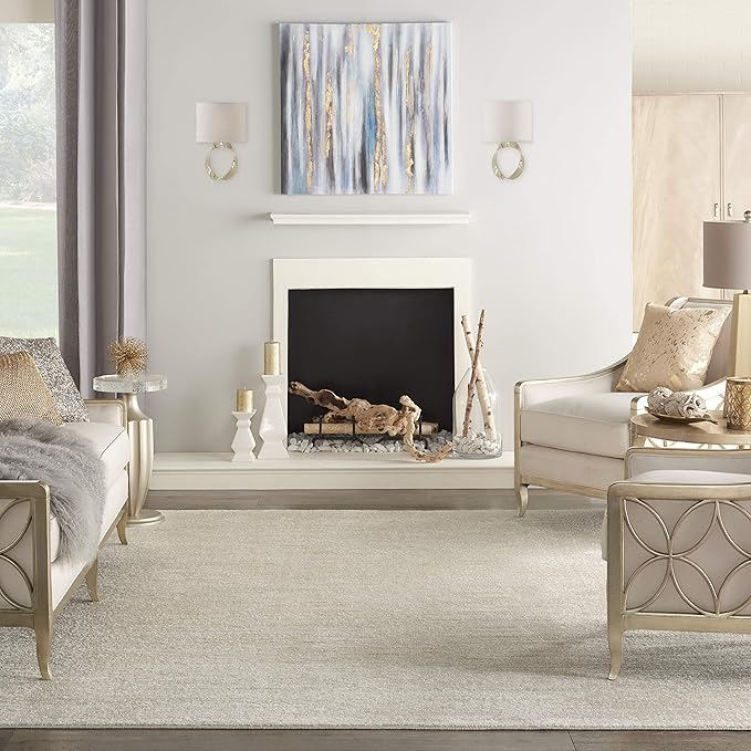 Nourison Essentials Indoor/Outdoor Ivory Beige 7' x 10' Area Rug, Easy Cleaning, Non Shedding, Bed Room, Living Room, Dining Room, Backyard, Deck, Patio (7x10)