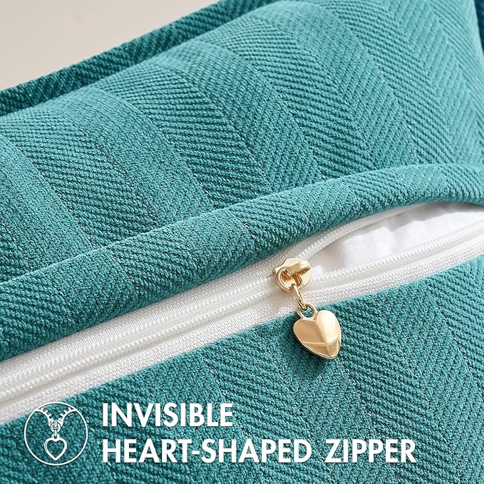 MIULEE Pack of 2 Teal Decorative Pillow Covers 20x20 Inch Soft Chenille Luxurious Couch Throw Pillows Farmhouse Cushion Covers with Elegant Design for Sofa Bedroom Living Room Home Decor