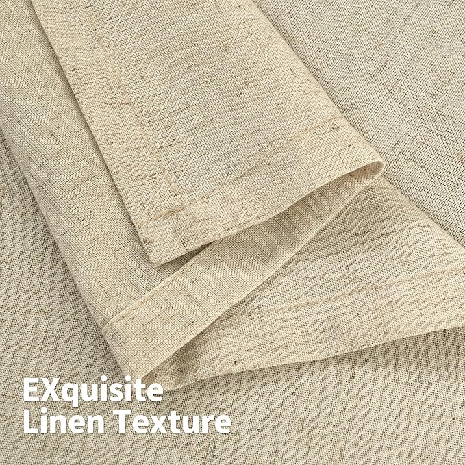 YoungsTex Burlap Linen Curtains 40 Inch Length for Kitchen Window, Short Light Filtering Drapes with Grommet Semi Sheer Privacy for Cafe Bathroom Window, 42 X 40 Inch
