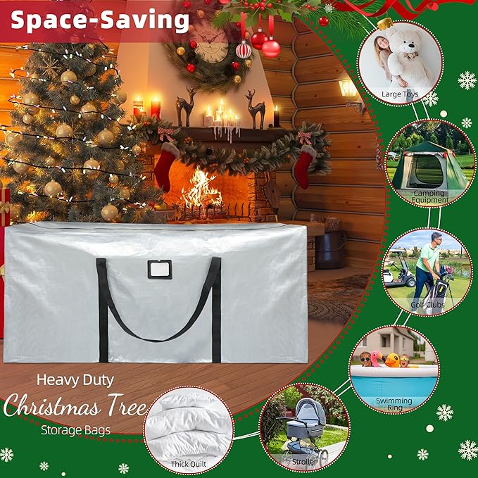 Large Christmas Tree Storage Bags Heavy Duty Tree Bags Holiday Storage Bags Protects From Moisture Or Dust,Alternative To Xmas Tree Storage Box (Gray, 9 Ft)