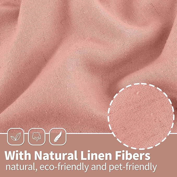 YoungsTex Dusty Rose Linen Curtains for Living Room 80 Inches Length, Light Filtering Grommet Window Drapes No See Through for Girls Bedroom Nursery Spring Decor, 2 Panels, 52 X 80 Inch