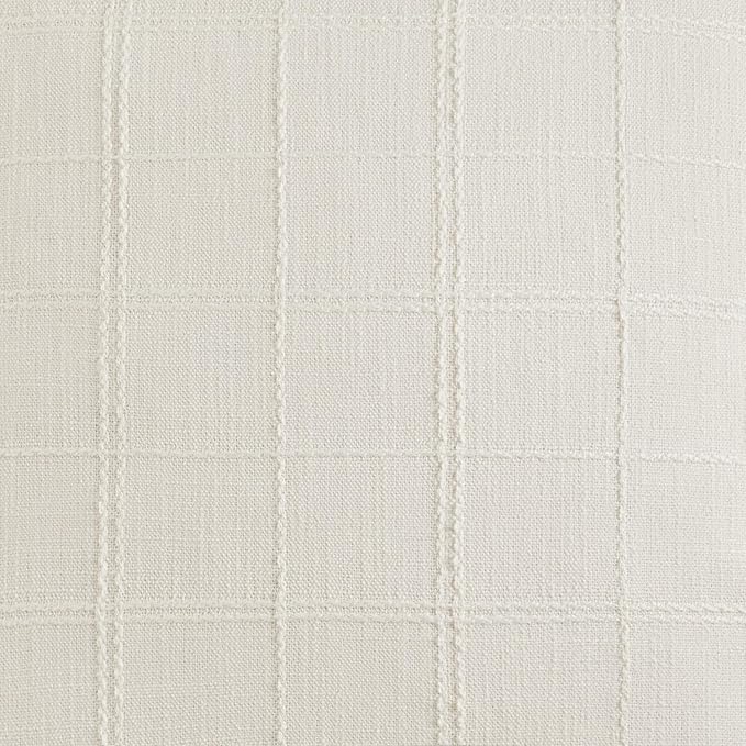 ZeeMart Linen Checked Lumbar Throw Pillow Covers Set of 2, 12x20 Inch Allover Grid Ivory, Farmhouse Decorative Double Sided Grid Embroidered Couch Pillow Cases Off White Cotton Linen Cushion Covers
