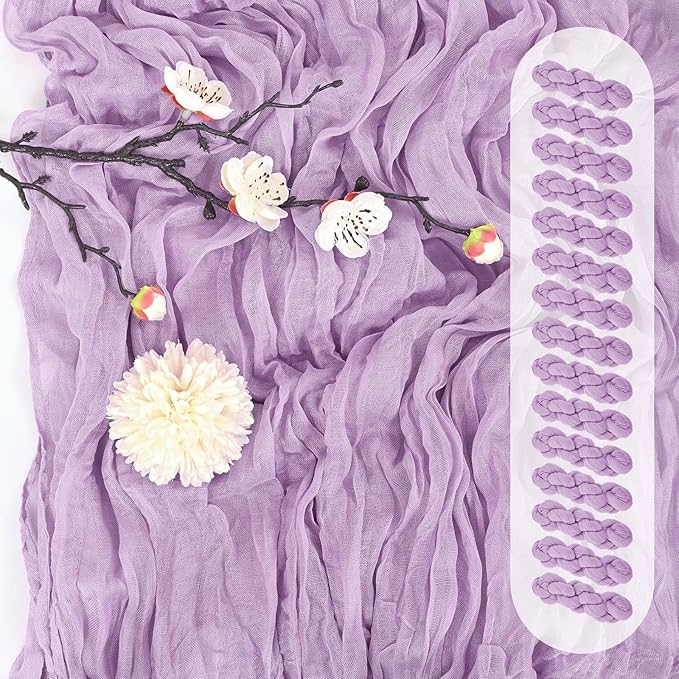 15 Pack Lavender Cheesecloth Table Runner 17 x 108 Inch Fall Thanksgiving Boho Rustic Farmhouse Gauze Cheese Cloth Runner for Wedding Party Baby Shower Home Decor Holiday Decorations
