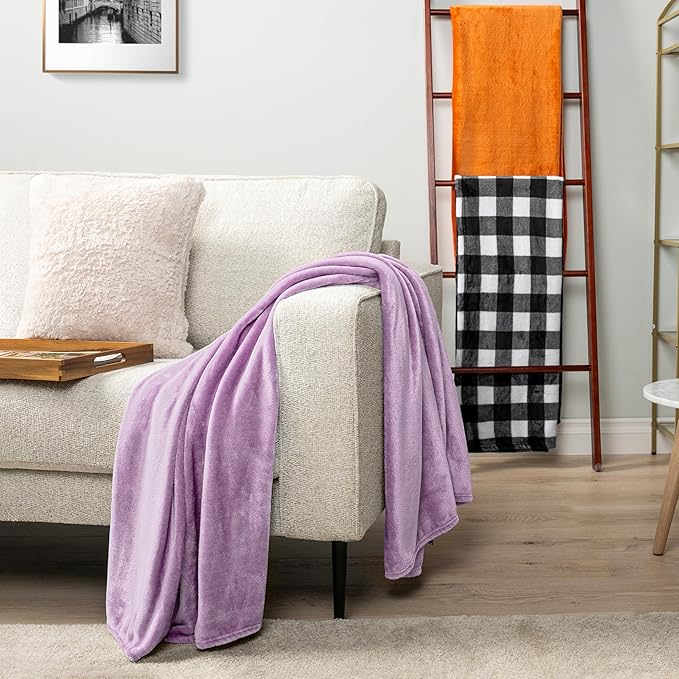 PAVILIA Fleece Blanket Throw Twin Size | Super Soft, Plush, Luxury Flannel Throw | Lightweight Microfiber Blanket for Sofa Couch Bed (Lavender Light Purple, 60x80 inches)