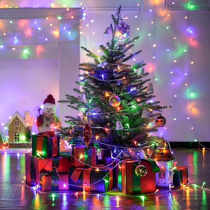 JMEXSUSS 250 LED Christmas Lights Indoor, 91.5ft Connectable Multicolor Christmas Lights Outdoor Waterproof, 8 Modes String Light Plug in for Wedding Party Garden Decorations