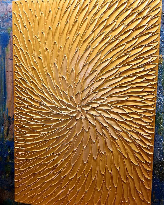 YaSheng Art -24x36inch Large Abstract Art Oil Paintings on Canvas metal golden Gradient color Abstract Artwork Modern Home Decor Canvas Wall Art Ready to Hang for Living Room Bedroom