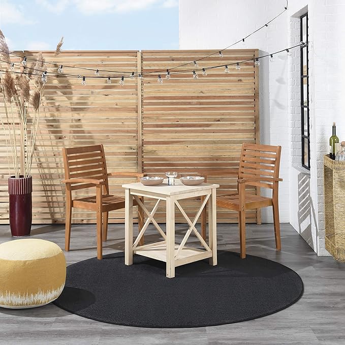 Nourison Home Essentials 6' x Round Black Fabric Outdoor Area Rug (6' Round)