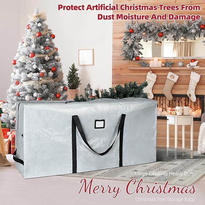 Large Christmas Tree Storage Bags Heavy Duty Tree Bags Holiday Storage Bags Protects From Moisture Or Dust,Alternative To Xmas Tree Storage Box (Gray, 9 Ft)