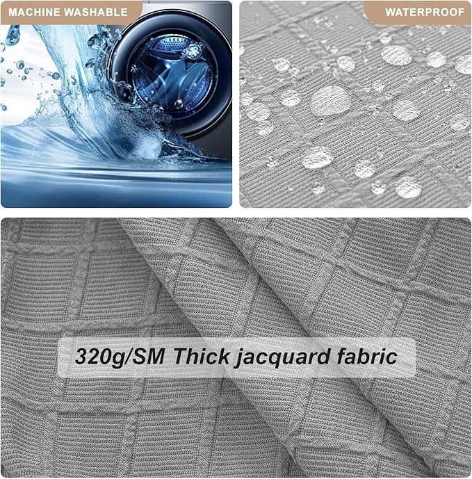 Genina Waterproof Seat Covers for Dining Room Chairs Covers Dining Chair Slipcovers Protector, No Rear Covers (Grey, 6 Pcs)
