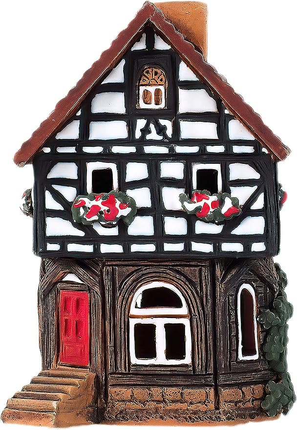 Ceramic Houses and Villages Collection - Handmade Christmas Village House Collectible Miniature of Historic House in Lauterbach Germany - Cone Incense Holder Room Decor Incense Burner S19-6