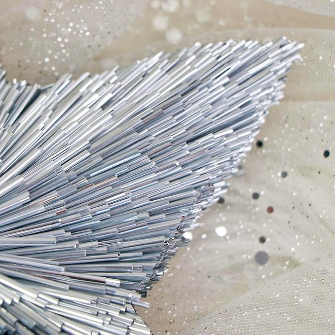10" Luxury Christmas Tree Topper - Handmade Tree Star - Silver Treetop - Elegant Stars for Medium Large Big Christmas Tree - Lightweight Tinsel Shiny Top Star - Xmas Ornaments - Holiday Decor