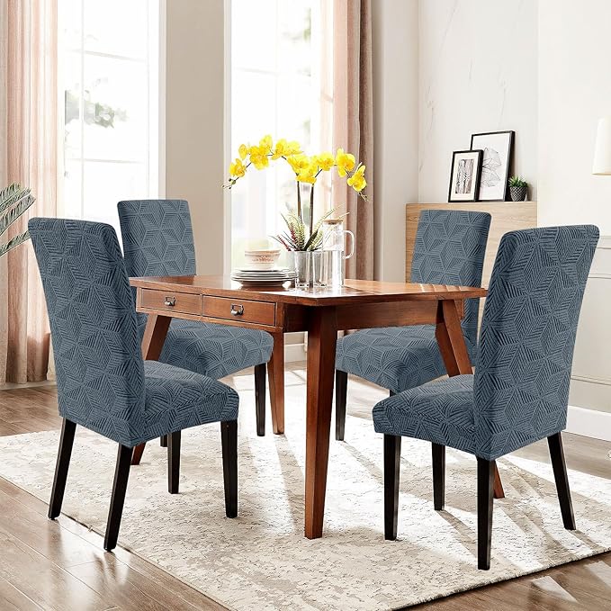 YEMYHOM Dining Chair Covers Set of 2, Stretch Dining Room Parsons Chair Slipcover, Removable Washable Furniture Protector for Home, Kitchen, Banquet (Dark Gray)