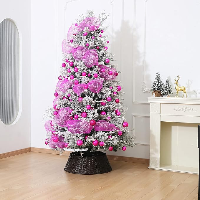 34ct Fuchsia Pink Mini Christmas Ball Ornaments Shatterproof Plastic Christmas Tree Decorations for Xmas Party Home Office Holiday Decor -Small Size (1.57"/ 40mm)