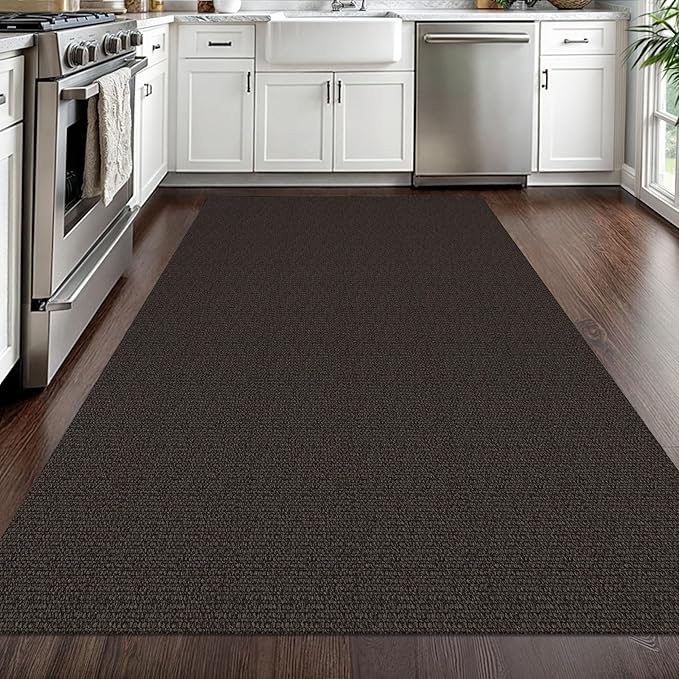 EARTHALL Washable Area Rug 4x6 Ft Non Slip Rugs for Entryway Braided Rubber Backed Bedroom Carpet Cotton Entry Rug Woven Floor Carpets for Bedroom Dining Room Living Room, Taupe/Coffee