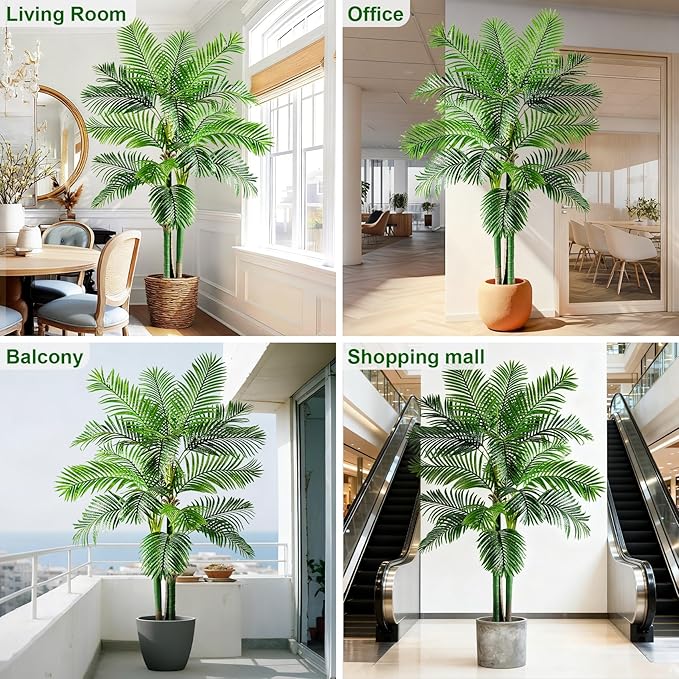 Big Faux Tropical Trees Tall Artificial Palm Tree Indoor Outdoor Realistic Floor Plants Large Fake Plant for Home Living Room Office Decor Porch Outside Patio arboles para Modern Farmhouse decoracion