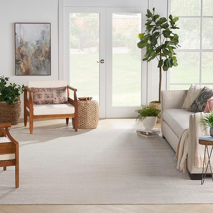Nourison Home Essentials Indoor/Outdoor Ivory Beige 12' x 15' Area Rug, Easy Cleaning, Non Shedding, Bed Room, Living Room, Dining Room, Backyard, Deck, Patio (12x15)