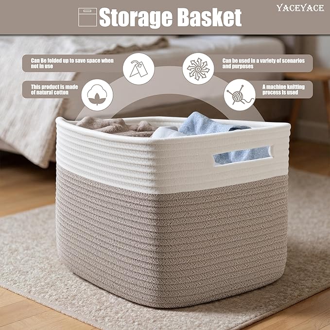 Storage Bins with Handles, 3 Pack Baskets for Shelves, Foldable Fabric Storage Bins with Handles for Home Organizing, Bathroom, Bedroom