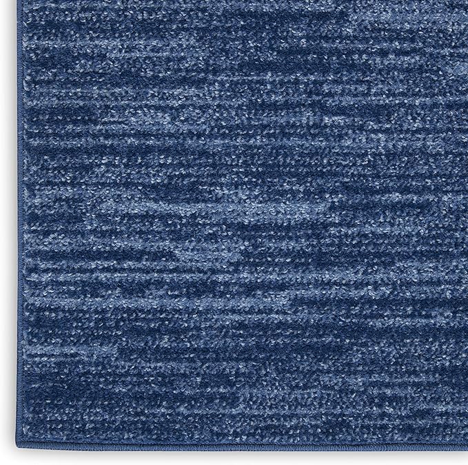 Nourison Essentials Indoor/Outdoor Navy Blue 2'2" x 10' Area Rug, Easy Cleaning, Non Shedding, Bed Room, Living Room, Dining Room, Backyard, Deck, Patio (2x10)