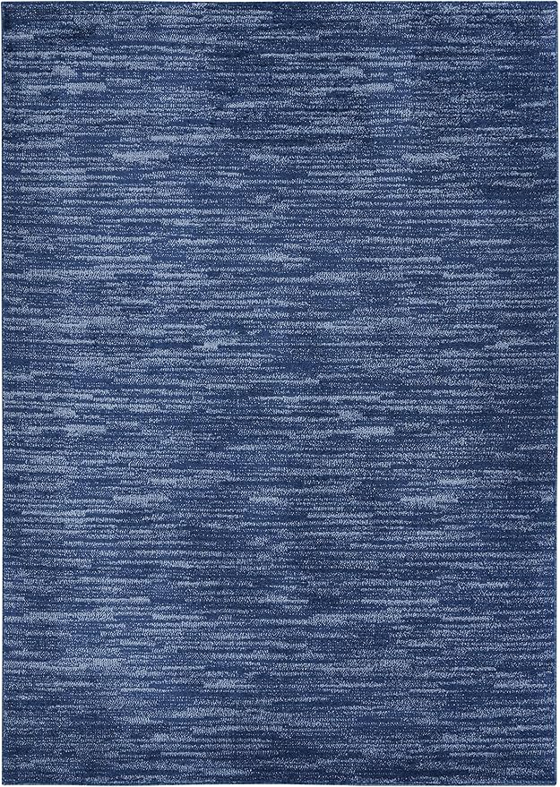 Nourison Home Essentials Indoor/Outdoor Navy Blue 5' x 8' Area Rug, Easy Cleaning, Non Shedding, Bed Room, Living Room, Dining Room, Backyard, Deck, Patio (5x8)