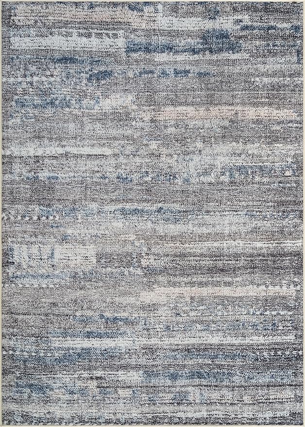 Bloom Rugs Washable Non-Slip 4' x 6' Rug - Gray/Blue/Blush Modern Abstract Area Rug for Living Room, Bedroom, Dining Room, and Kitchen - Exact Size: 4' x 6'