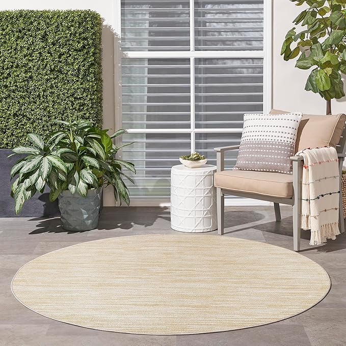 Nourison Home Essentials 8' x Round Ivory Gold Fabric Area Rug
