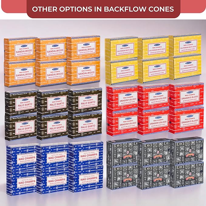 Dragon's Blood Backflow Incense Cones for Waterfall Aromatic Smoke Fountain Haze Falls and Mat Bundle - Pack of 6