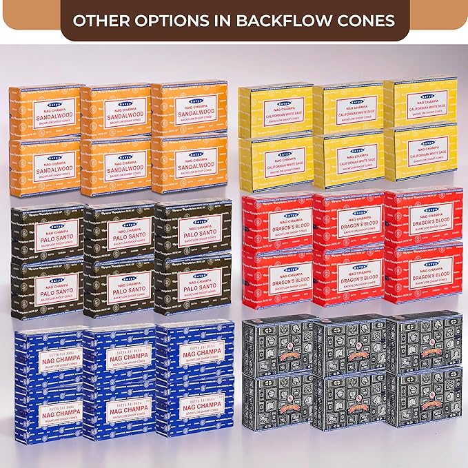 Sandalwood Backflow Incense Cones for Waterfall Aromatic Smoke Fountain Haze Falls and Mat Bundle - Pack of 6