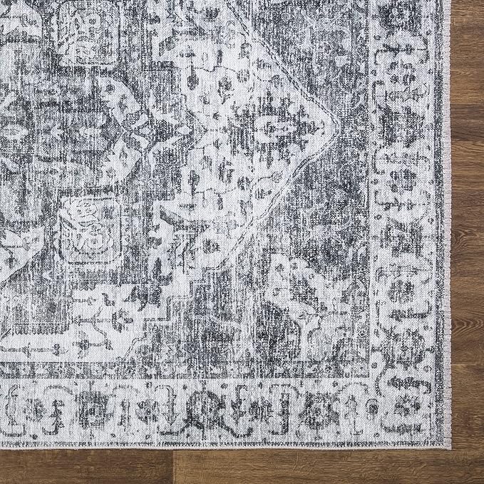 Bloom Rugs Washable Non-Slip 10x14 Rug - Silver/Dark Gray Traditional Oriental Area Rug for Living Room, Bedroom, Dining Room, and Kitchen - Exact Size: 10' x 14'