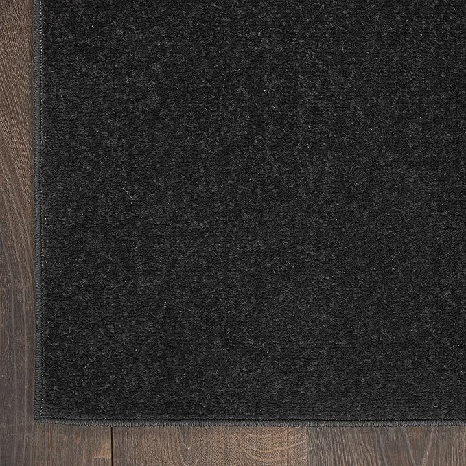 Nourison Home Essentials Indoor/Outdoor Black 8' x 11' Area Rug, Easy Cleaning, Non Shedding, Bed Room, Living Room, Dining Room, Backyard, Deck, Patio (8x11)